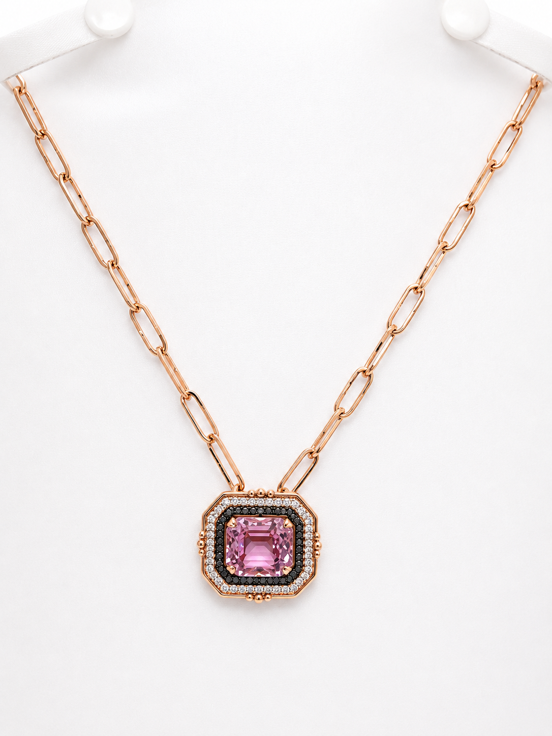 14K Two-Tone Kunzite & Natural Diamond Slider Necklace