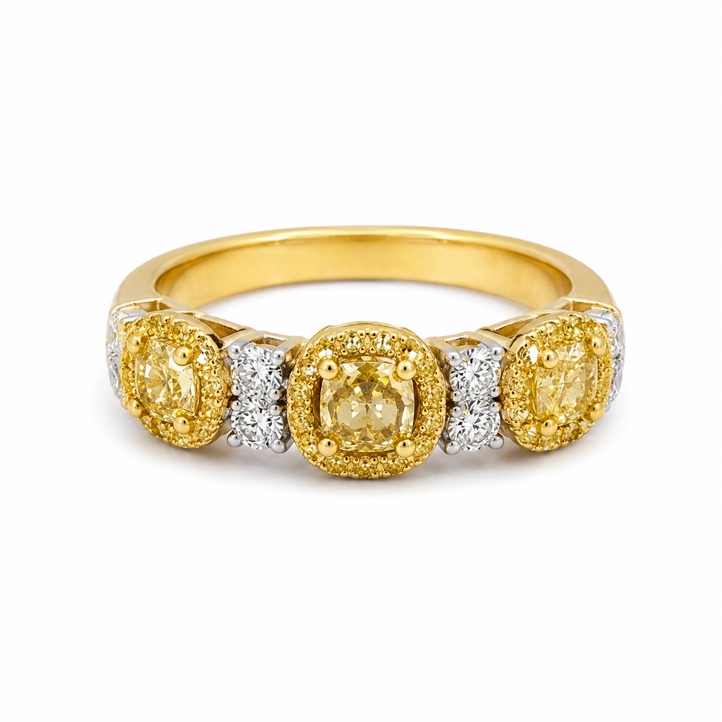 14K Yellow Gold Yellow & White Natural Diamond Ring