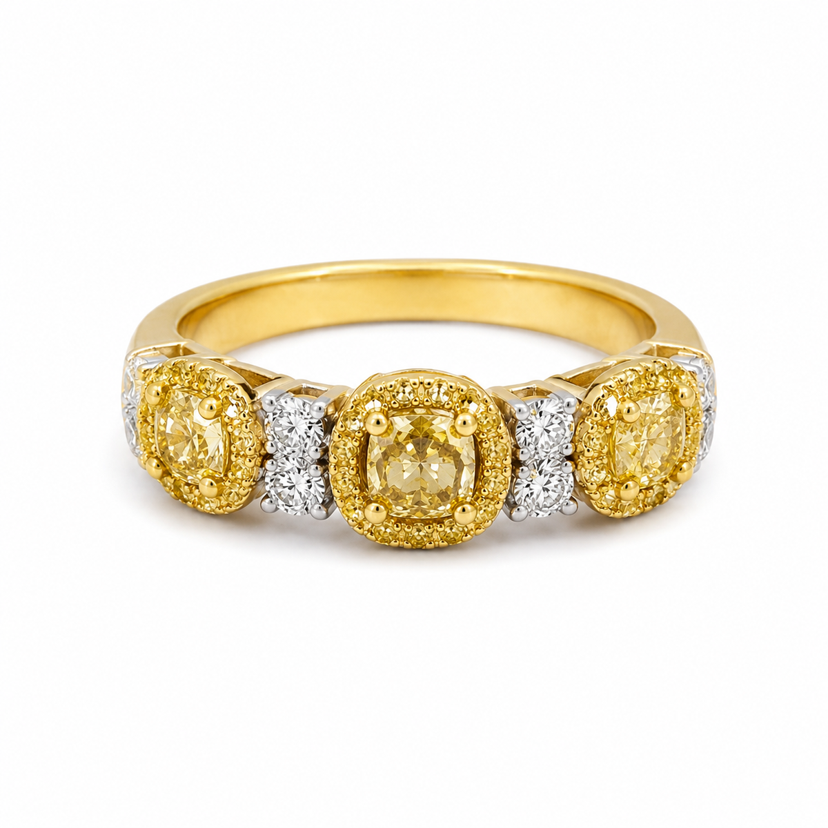 14K Yellow Gold Yellow & White Natural Diamond Ring