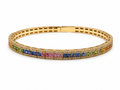 14K Yellow Gold Natural Diamond Bangle Bracelet