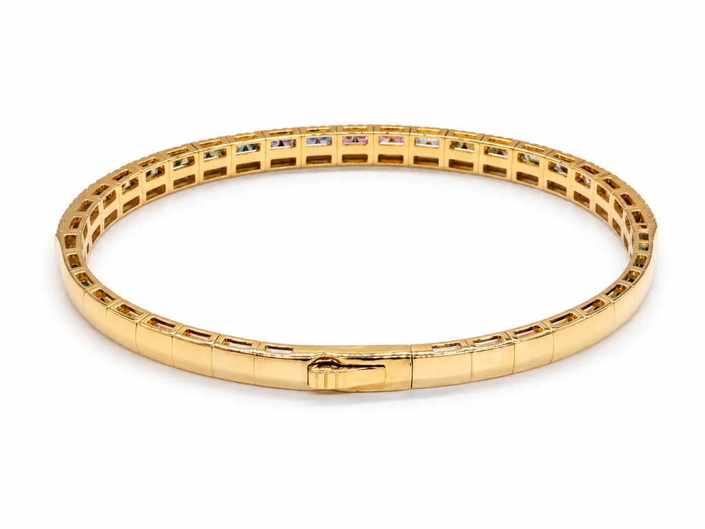 14K Yellow Gold Natural Diamond Bangle Bracelet