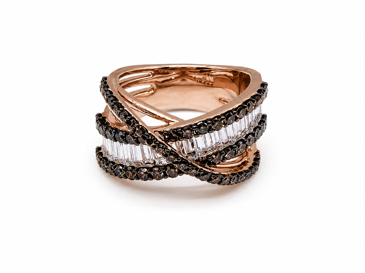 14k pink Gold Ring With Natural Diamonds