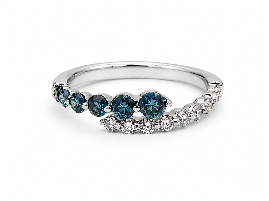 Platinum Natural Diamond & Blue Diamond Eternity Ring