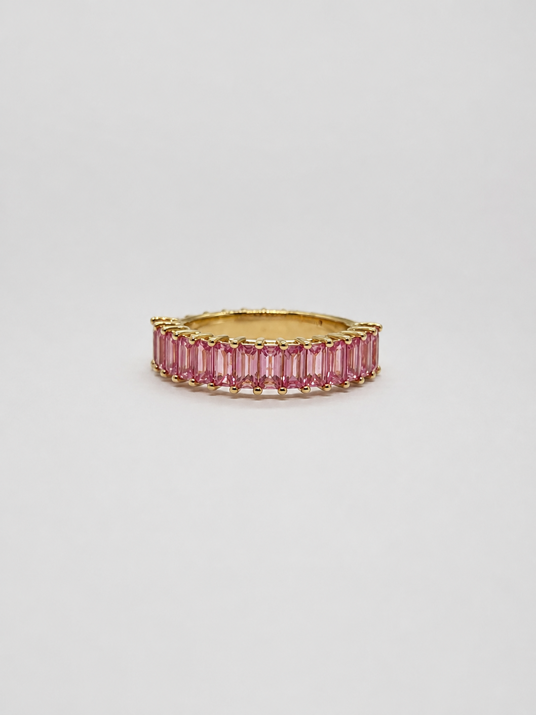 14K Yellow Gold Natural Diamond & Pink Sapphire Ring