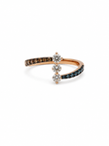 14K Rose Gold Diamond Ring with Blue, White & Brown Natural Diamonds