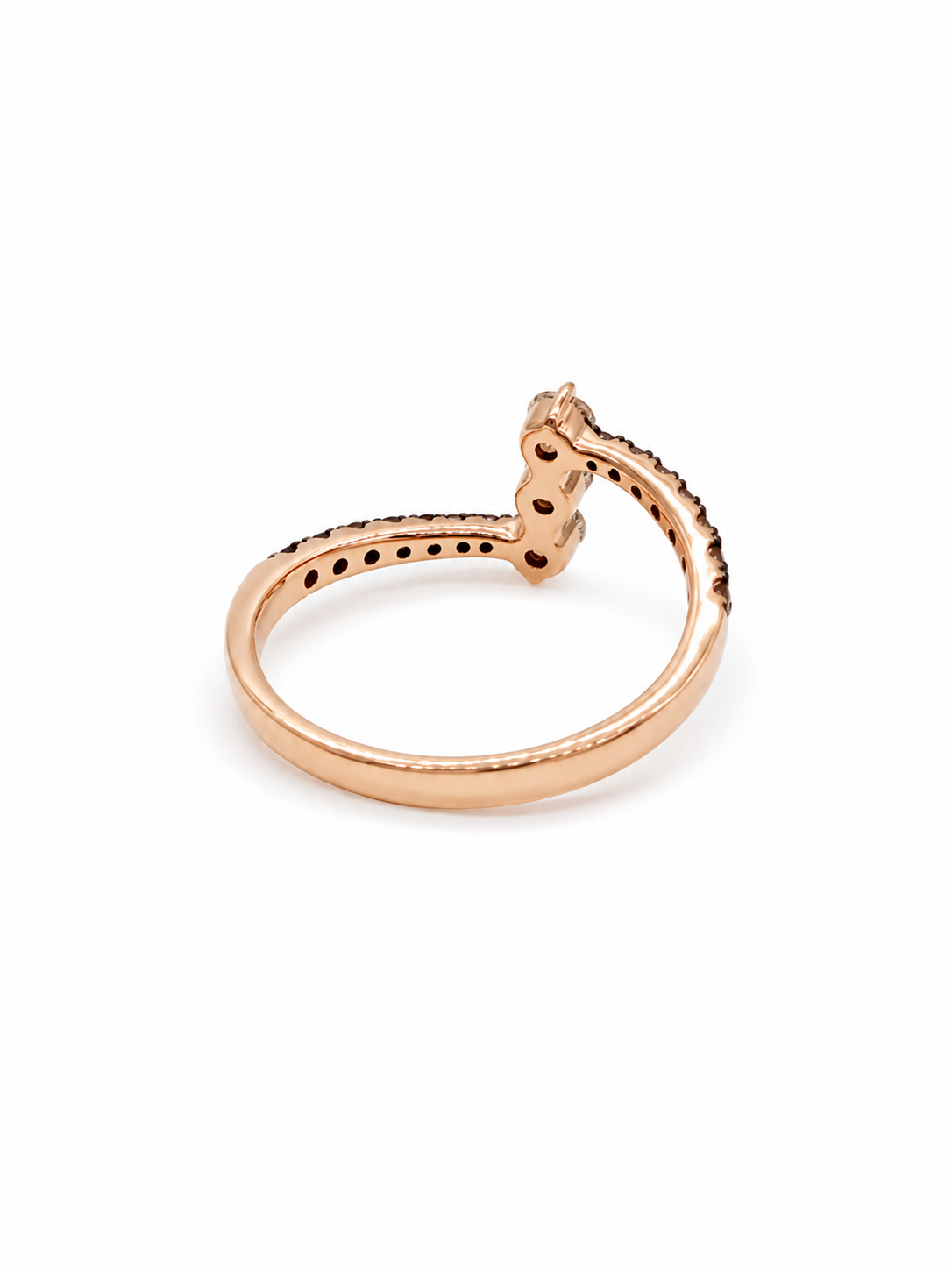 14K Rose Gold Diamond Ring with Blue, White & Brown Natural Diamonds