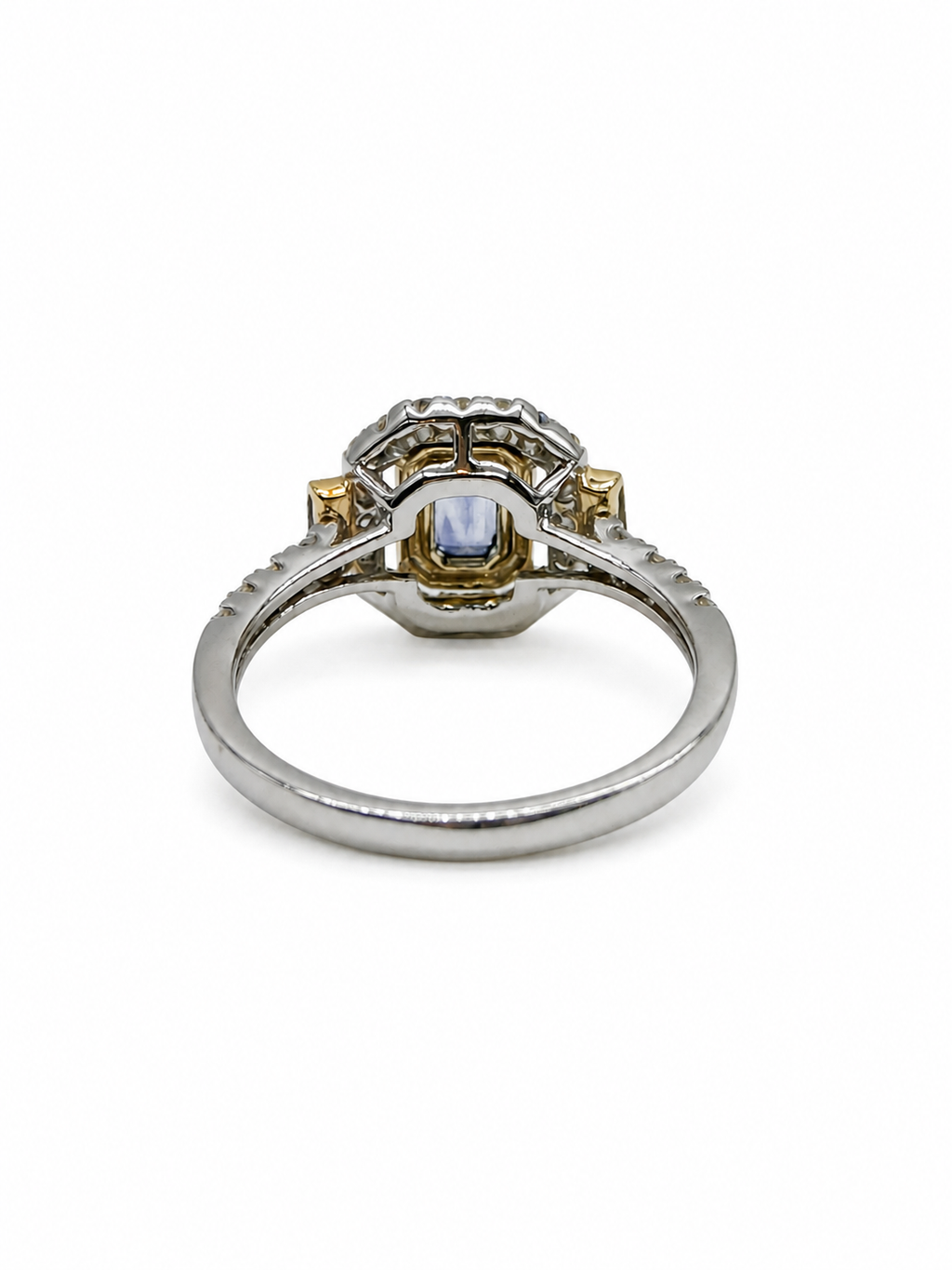 14K Yellow Gold Sapphire & Diamond Halo Ring