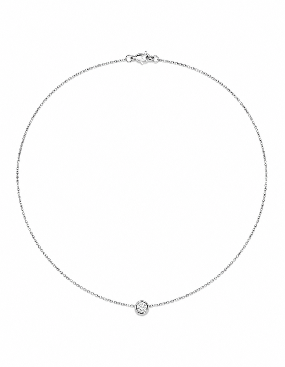 14K White Gold Natural Diamond Solitaire Necklace