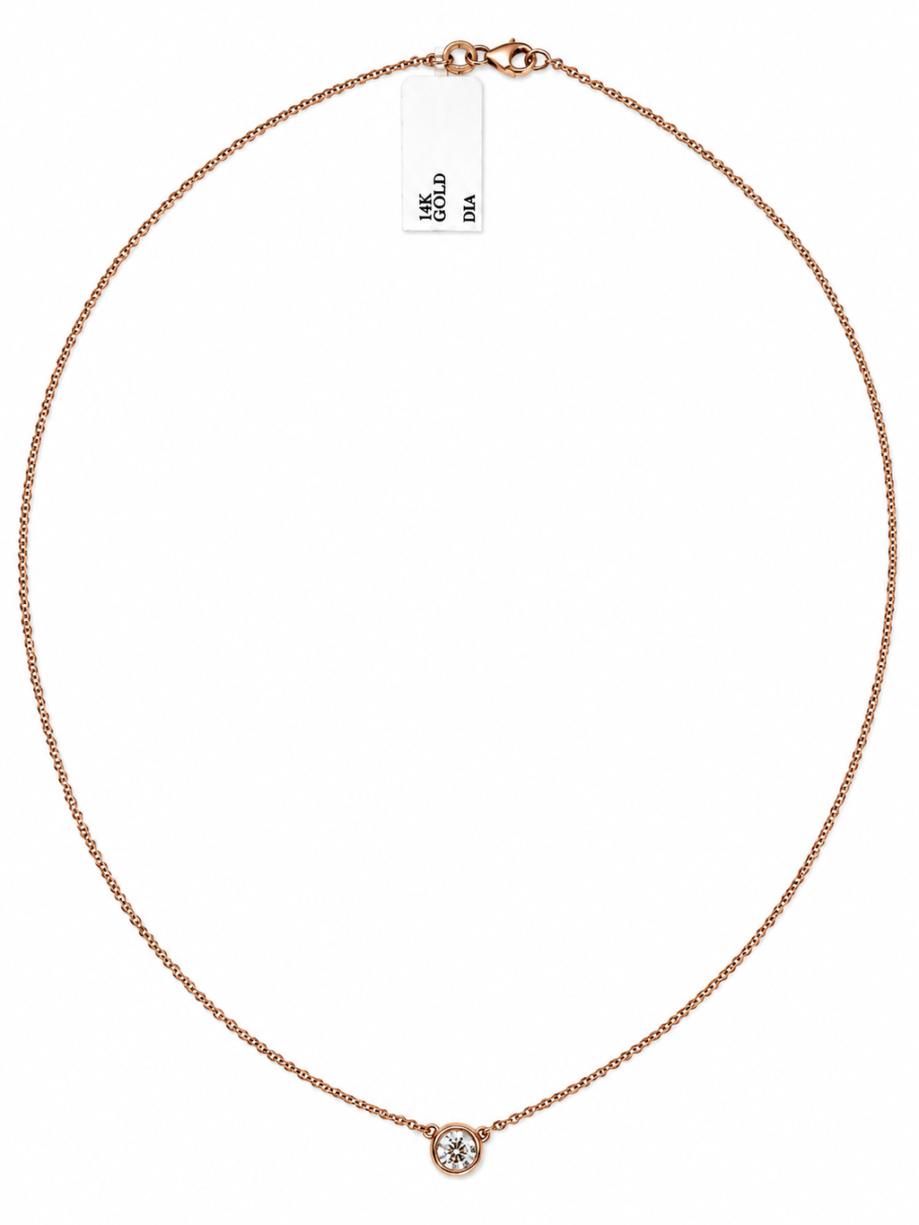 14K Rose Gold Natural Diamond Solitaire Necklace