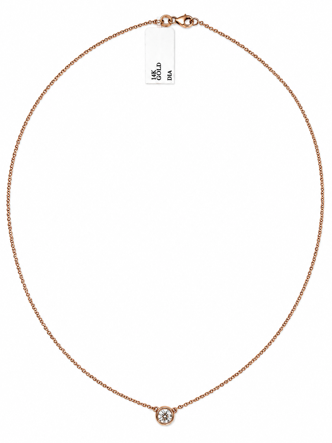 14K Rose Gold Natural Diamond Solitaire Necklace