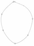 14K White Gold Natural Diamond Station Necklace – 20”