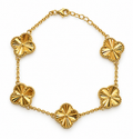 14K Yellow Gold Five-Motif Clover Bracelet