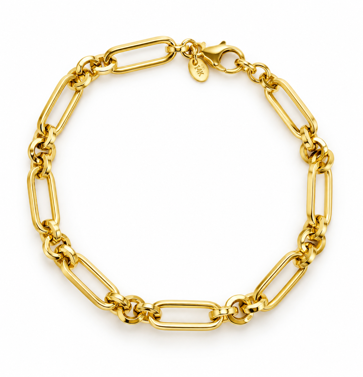 14K Yellow Gold Paperclip Link Bracelet