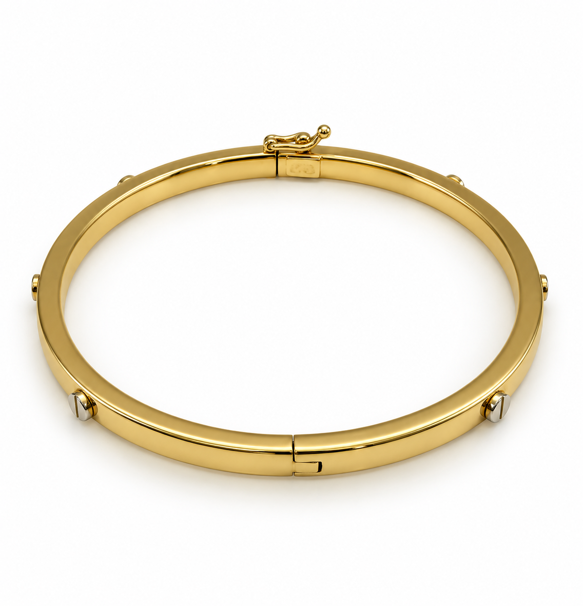14K Yellow Gold Screw-Accent Bangle Bracelet