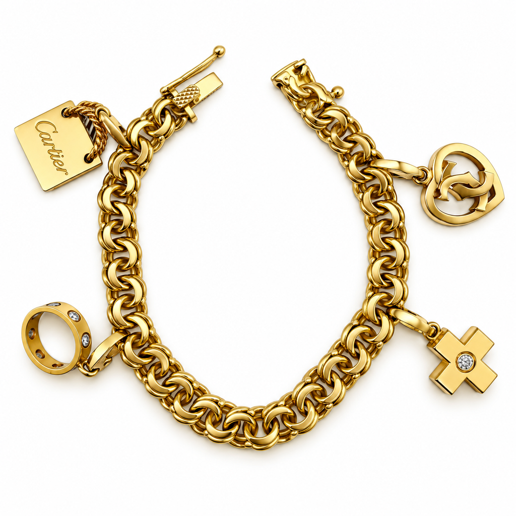 Cartier 14K Yellow Gold Multi-Charm Link Bracelet