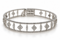 14K White Gold Natural Diamond Openwork Bangle Bracelet