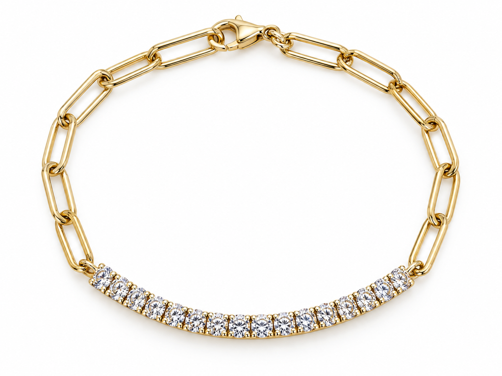 14K Two-Tone Gold Diamond Link Bracelet