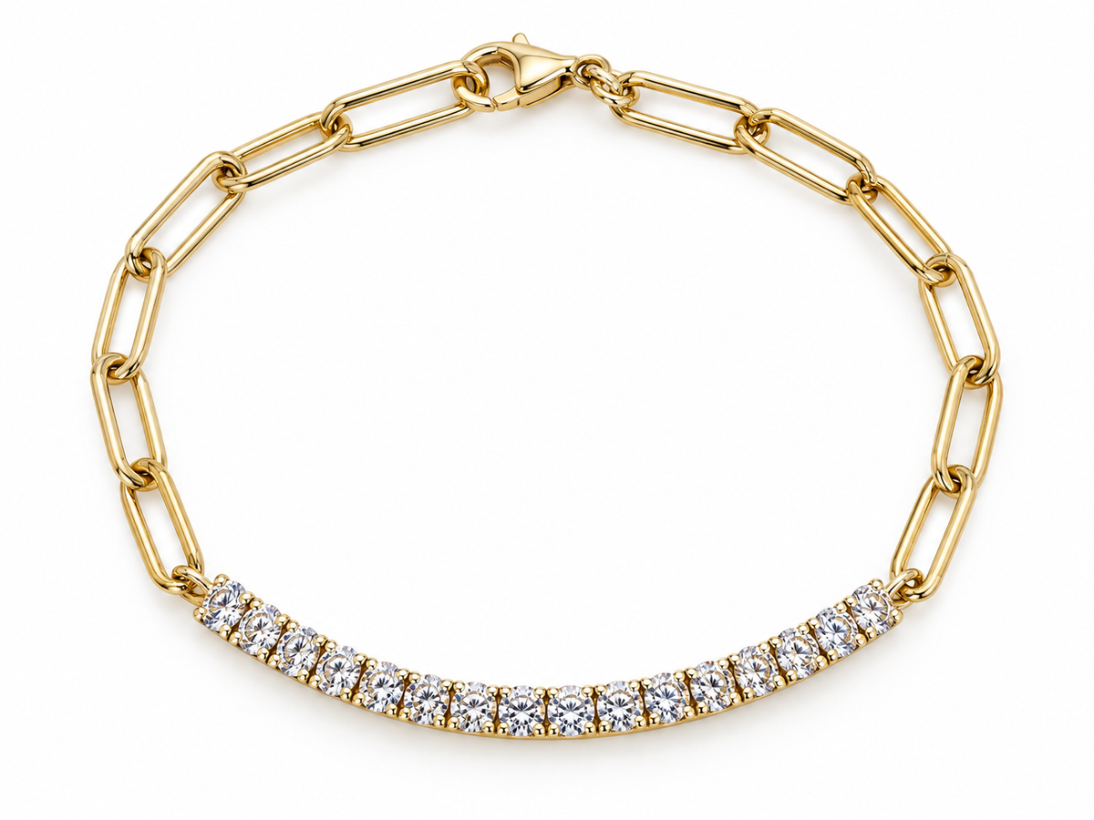 14K Two-Tone Gold Diamond Link Bracelet