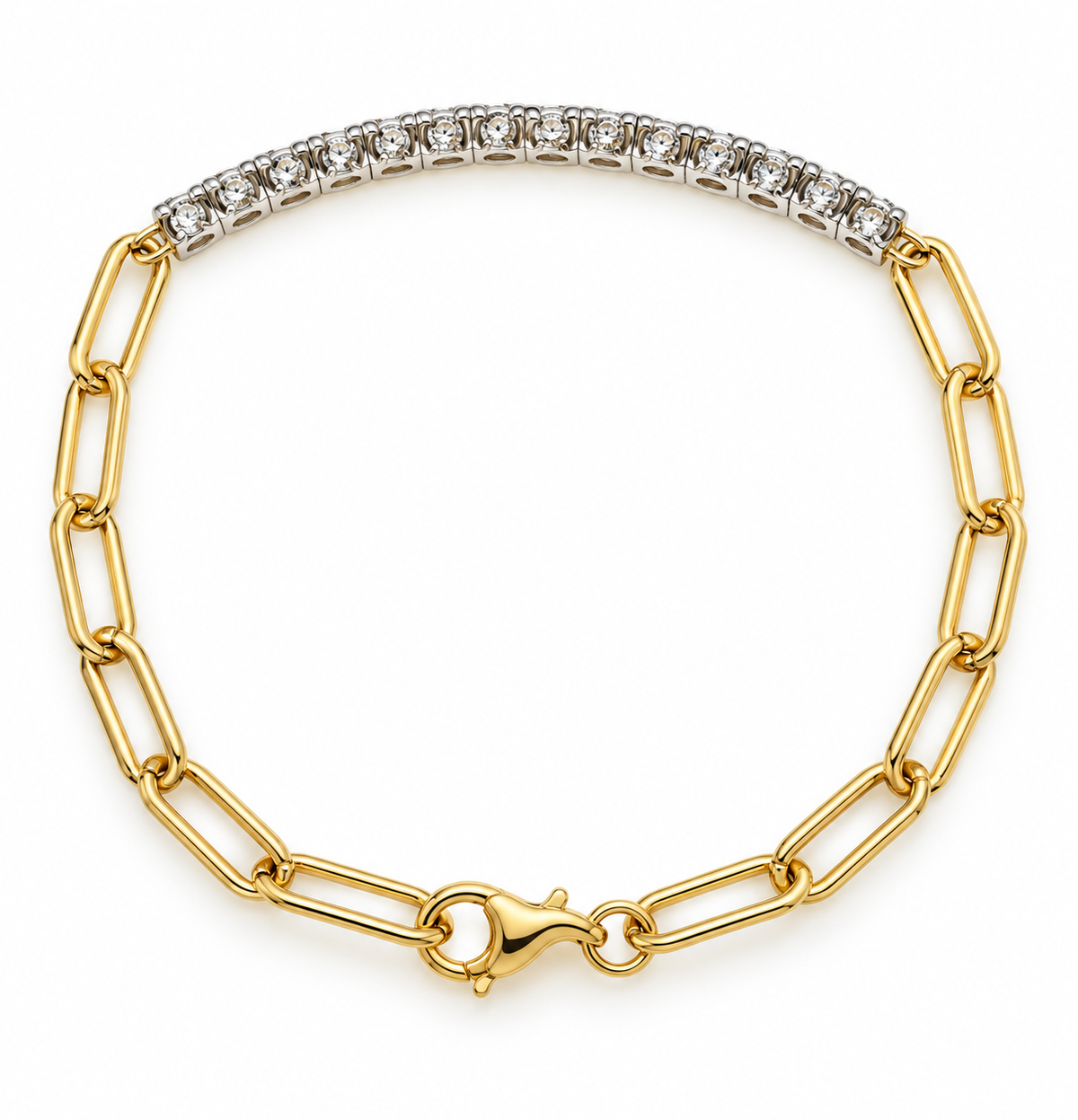14K Two-Tone Gold Diamond Link Bracelet