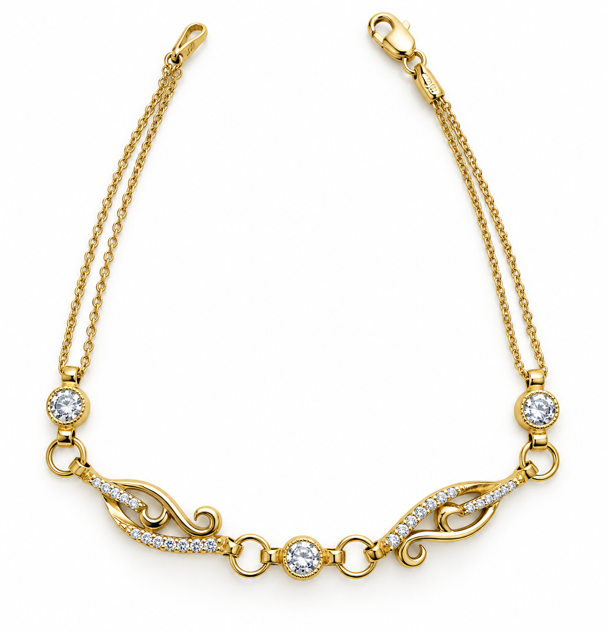 14K Yellow Gold Diamond Scrollwork Bracelet