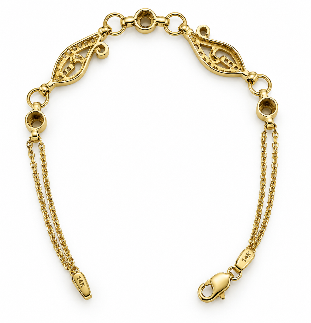 14K Yellow Gold Diamond Scrollwork Bracelet