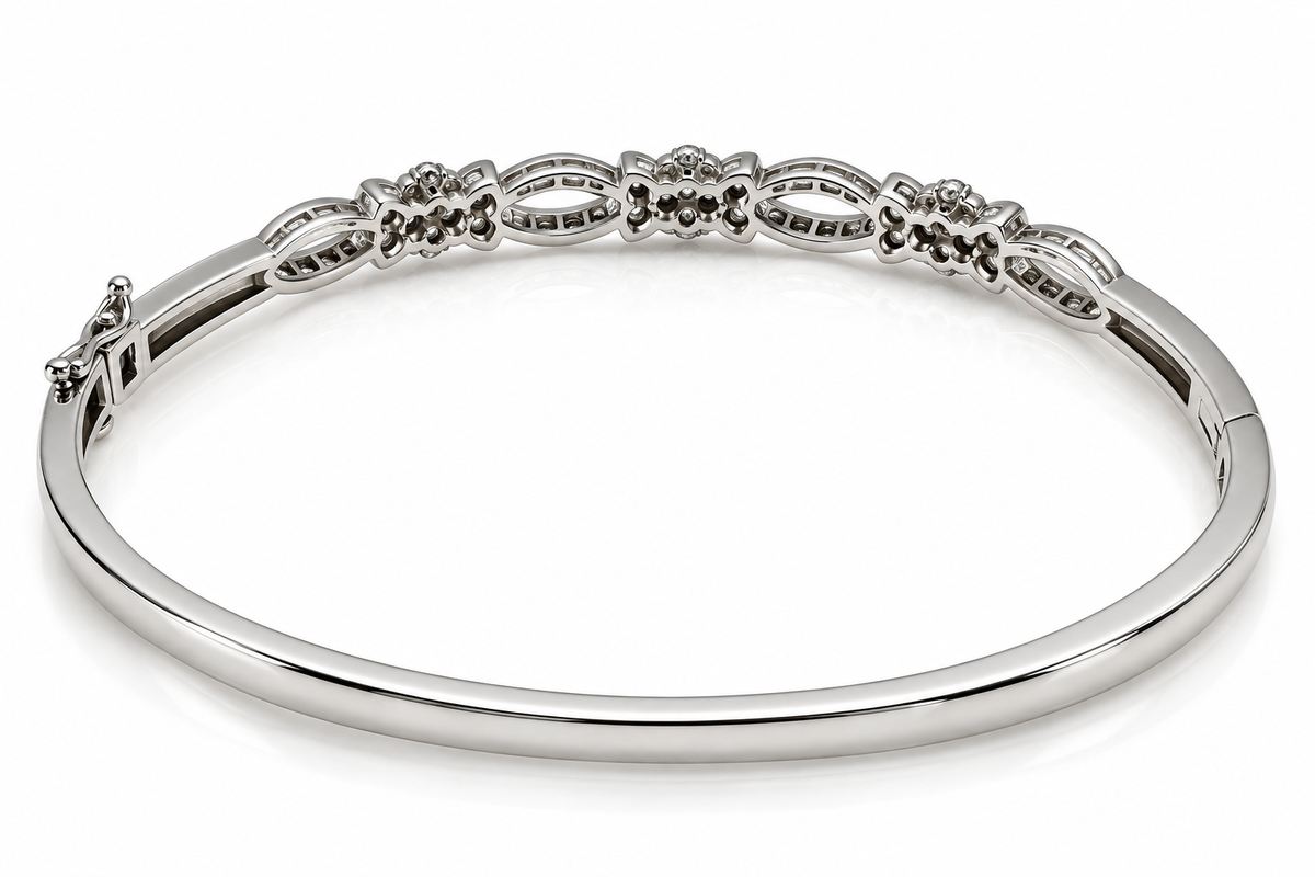 10K Gold 1.00 CTW Diamond Bangle Bracelet – 11.7g