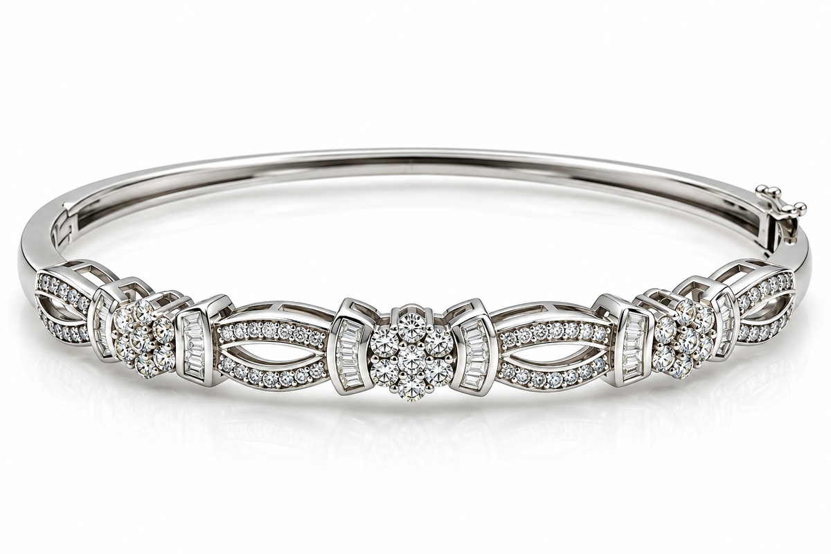 10K Gold 1.00 CTW Diamond Bangle Bracelet – 11.7g