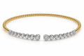 14K Yellow Gold Clover Diamond Bangle