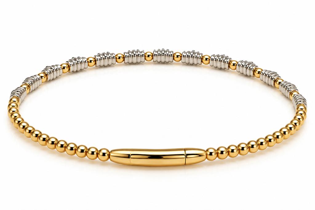 14K Yellow Gold Two-Tone Diamond Bangle