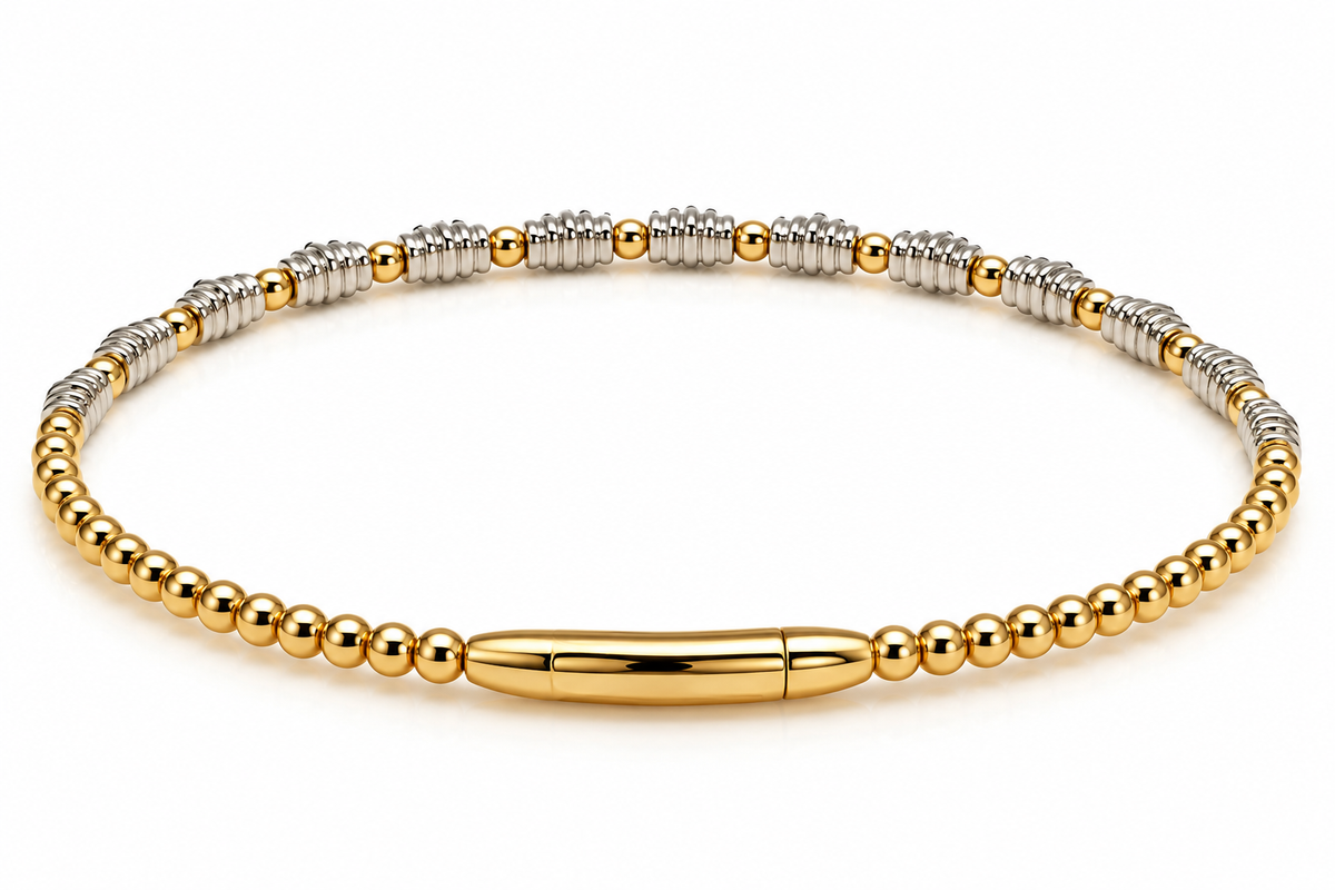 14K Yellow Gold Two-Tone Diamond Bangle