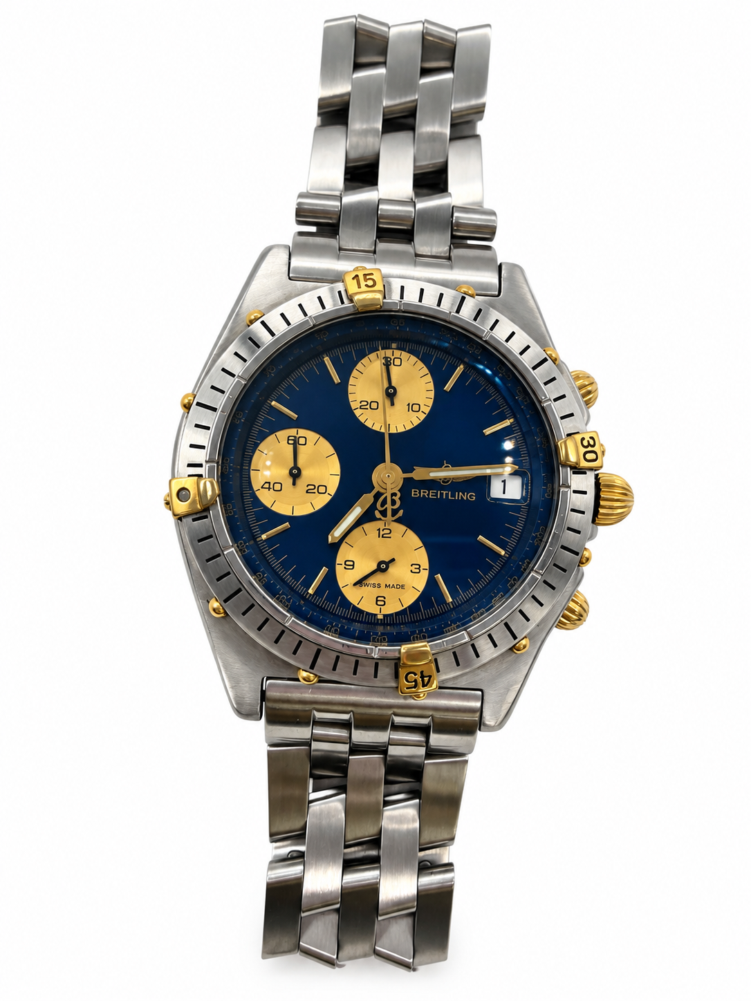 Breitling Chronomat B13047 Automatic Chronograph – 39mm Blue Dial Stainless Steel & Gold -WATCH OLNLY-