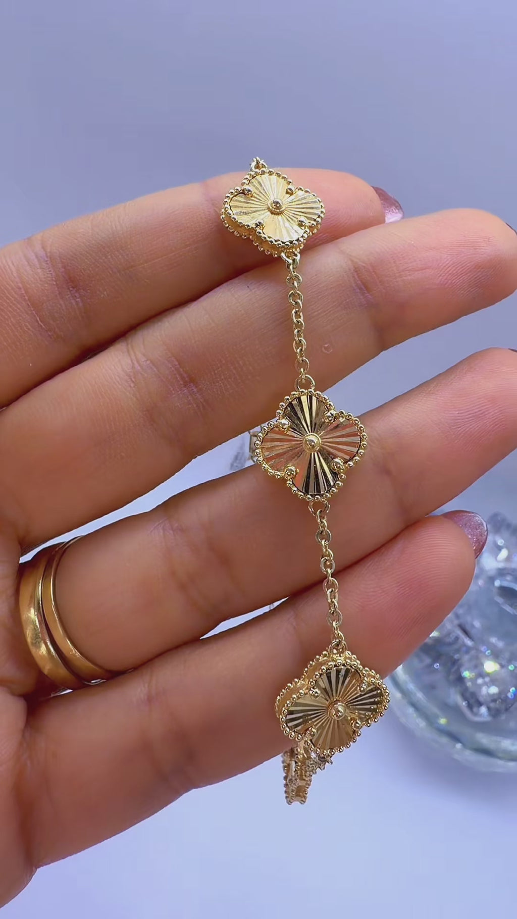 14K Yellow Gold Five-Motif Clover Bracelet