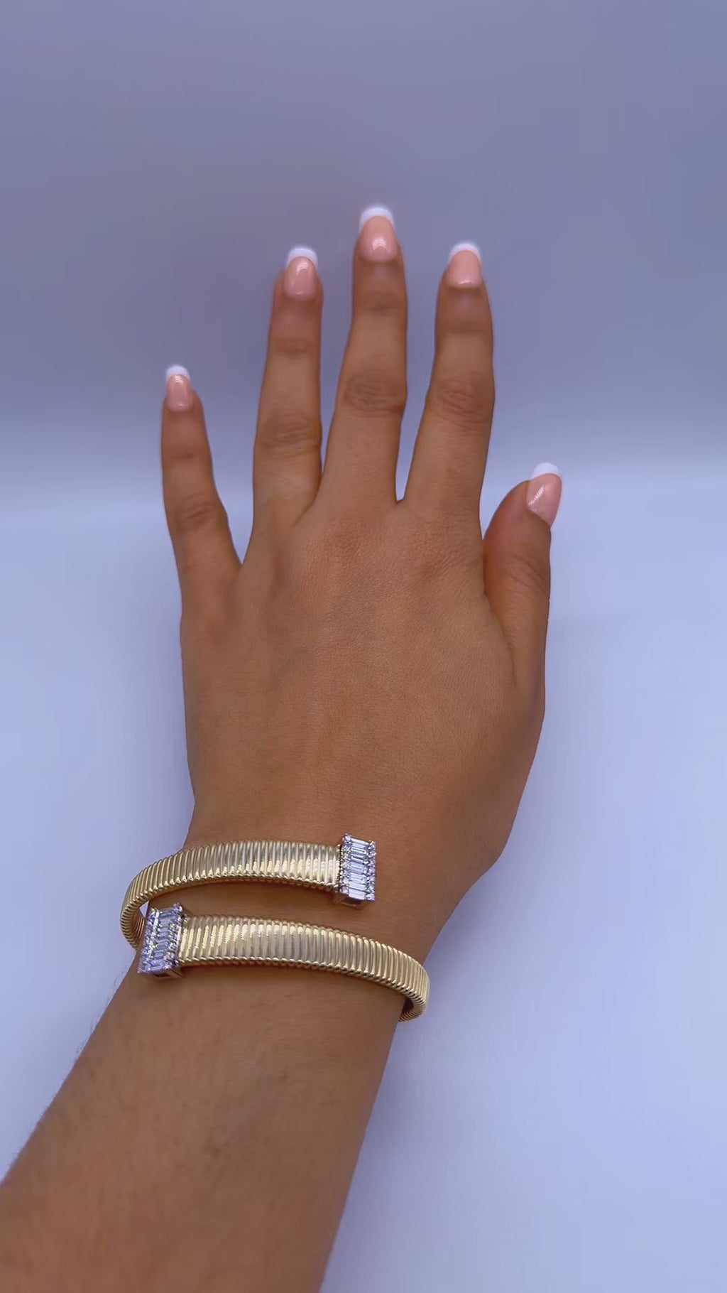 14K Yellow Gold Flexible Diamond Bangle Bracelet
