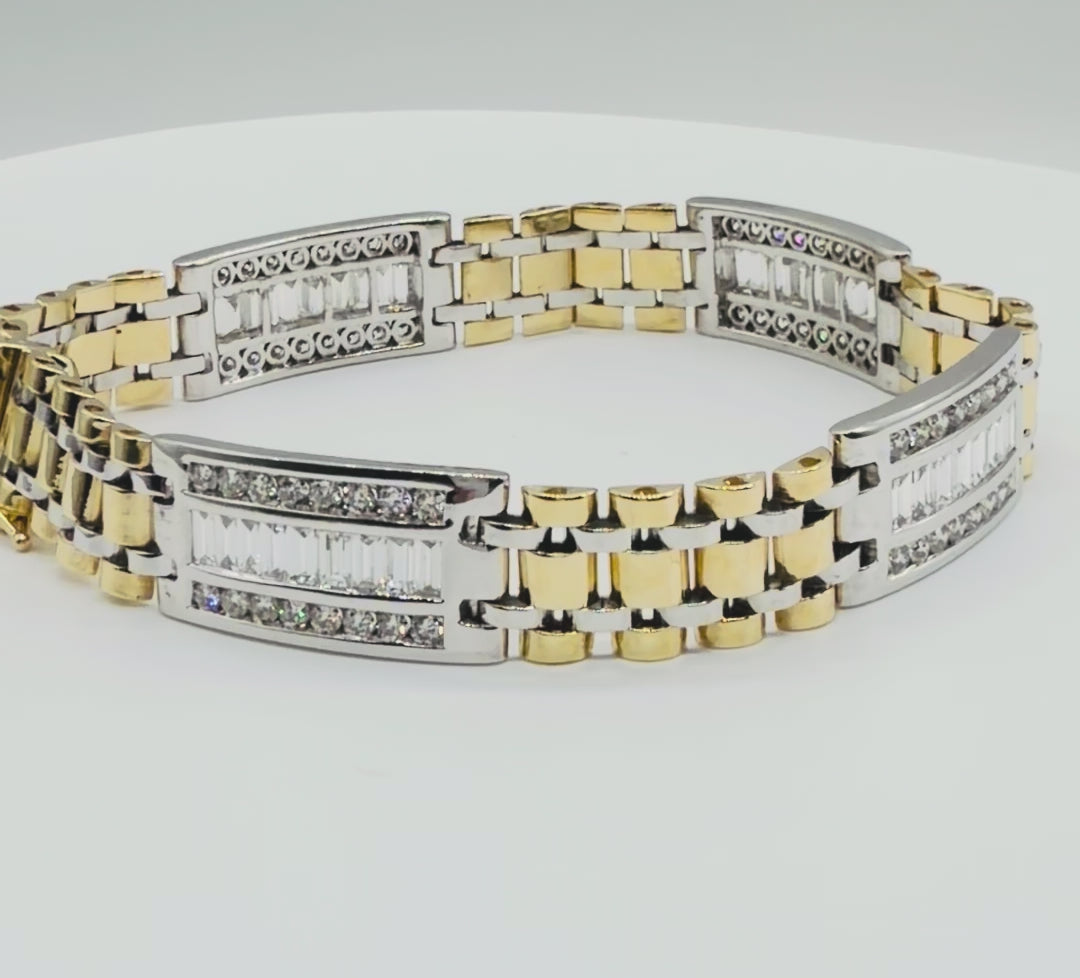 14K Two-Tone Gold Natural Diamond Bracelet