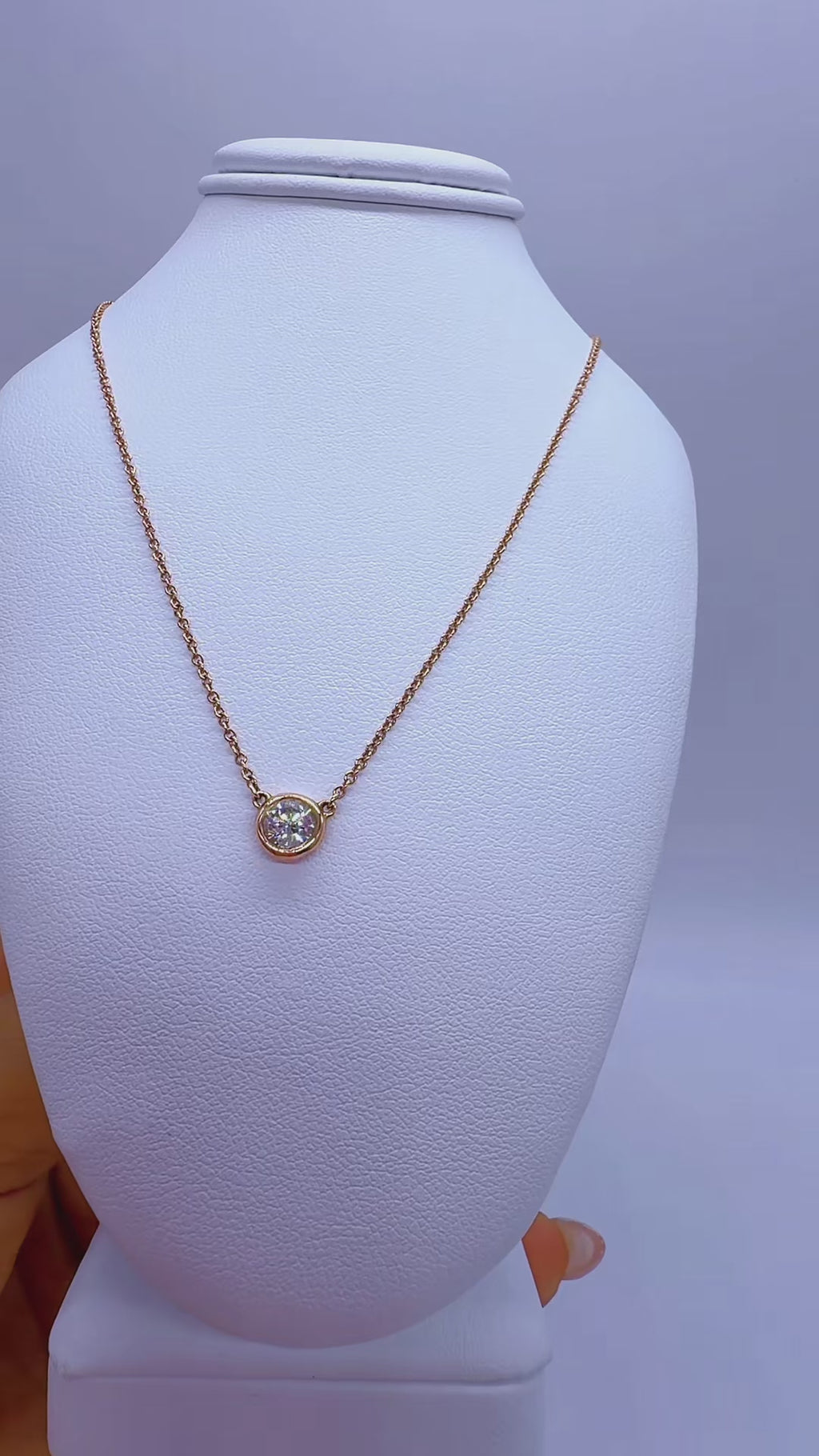 14K Rose Gold Natural Diamond Solitaire Necklace