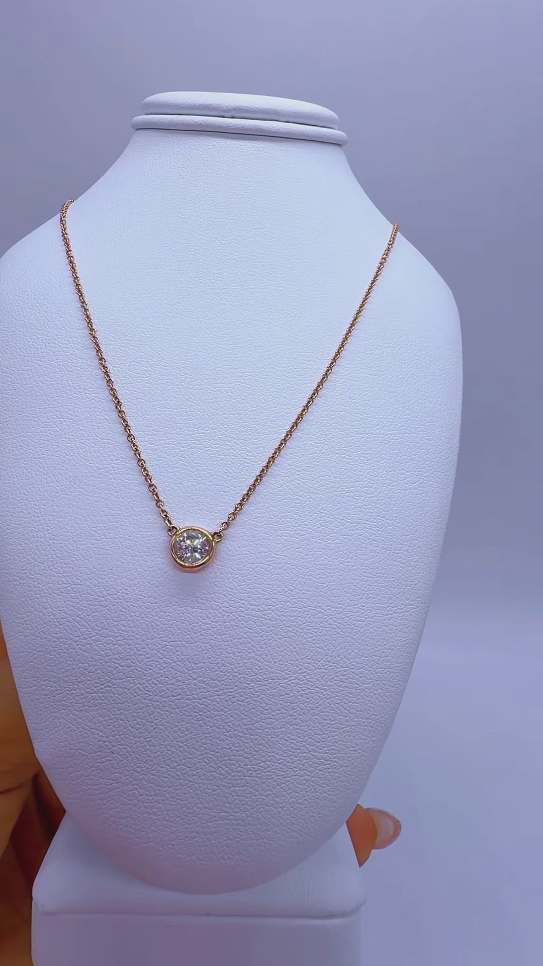 14K Rose Gold Natural Diamond Solitaire Necklace