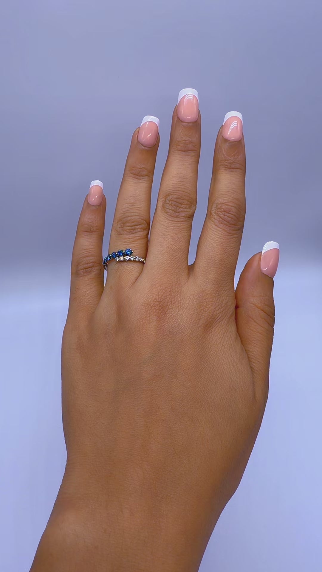 Platinum Natural Diamond & Blue Diamond Eternity Ring