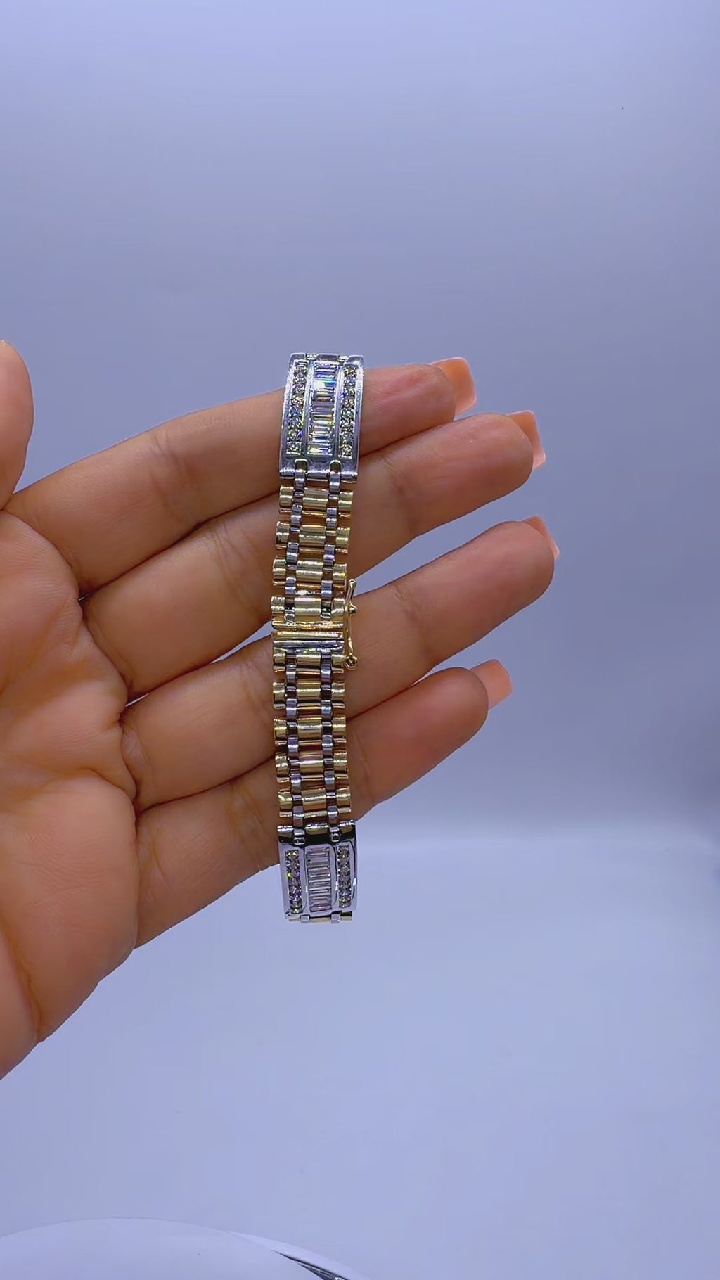 14K Two-Tone Gold Natural Diamond Bracelet