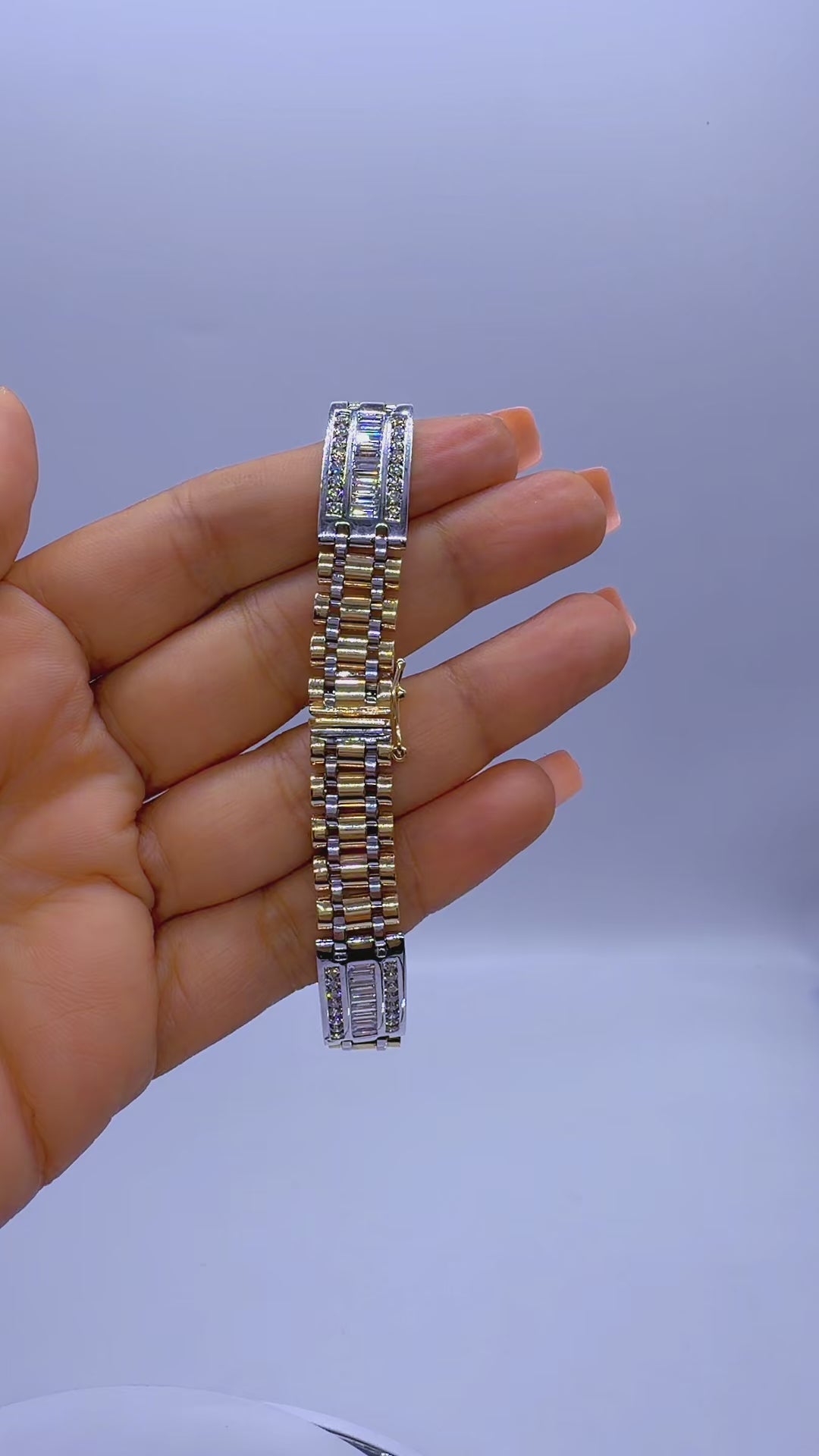 14K Two-Tone Gold Natural Diamond Bracelet