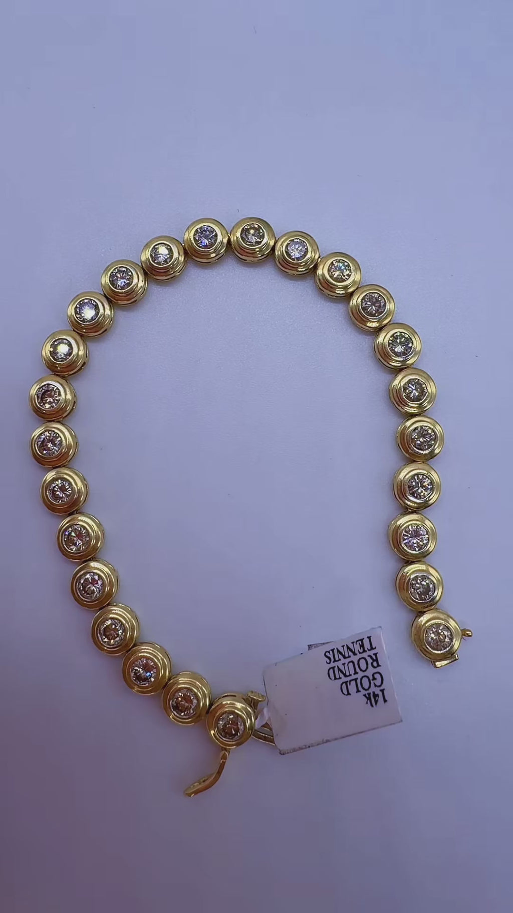 14K Yellow Gold Round Diamond Tennis Bracelet