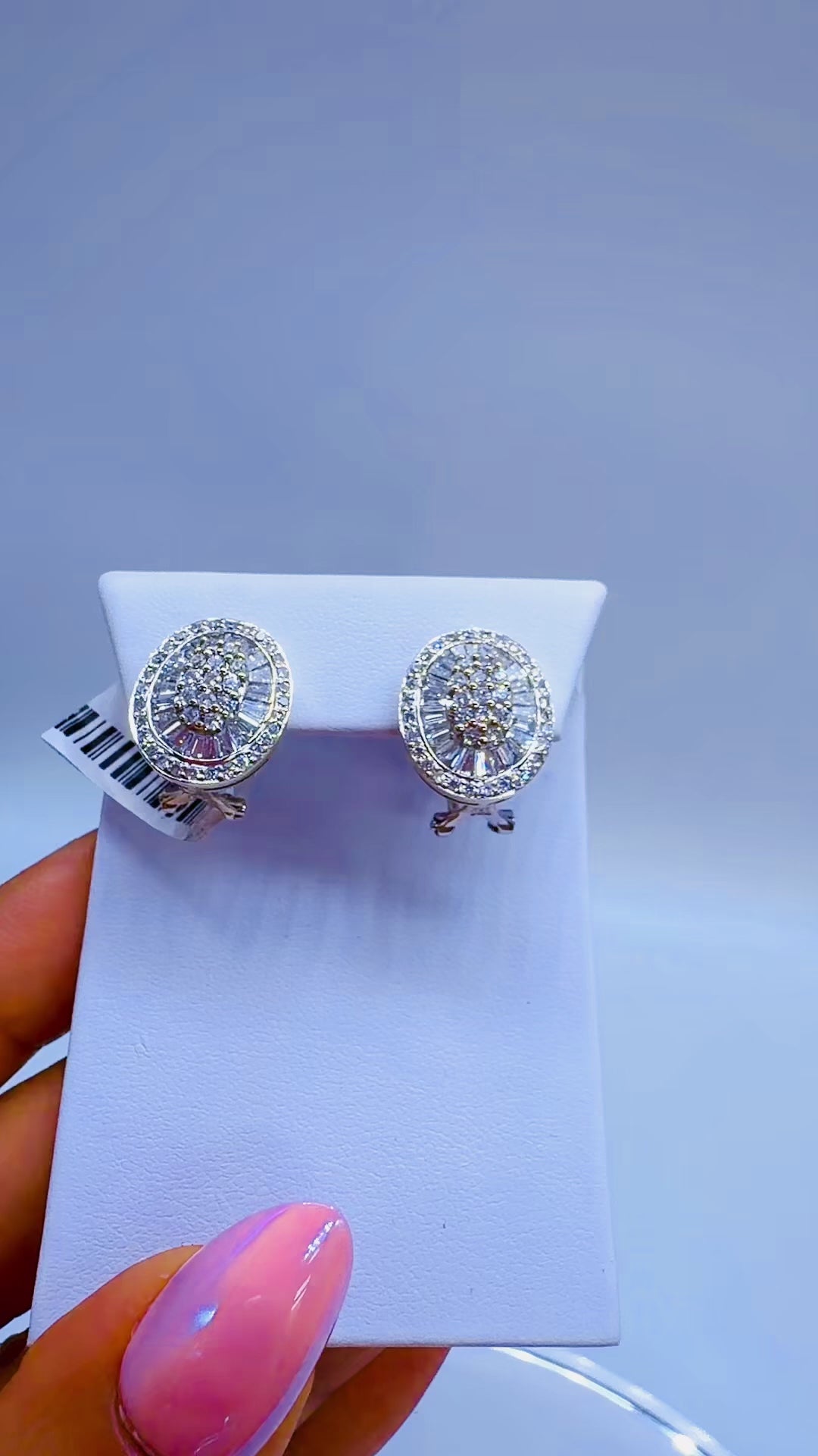 18K White Gold Italian Diamond Pavé Hoop Earrings