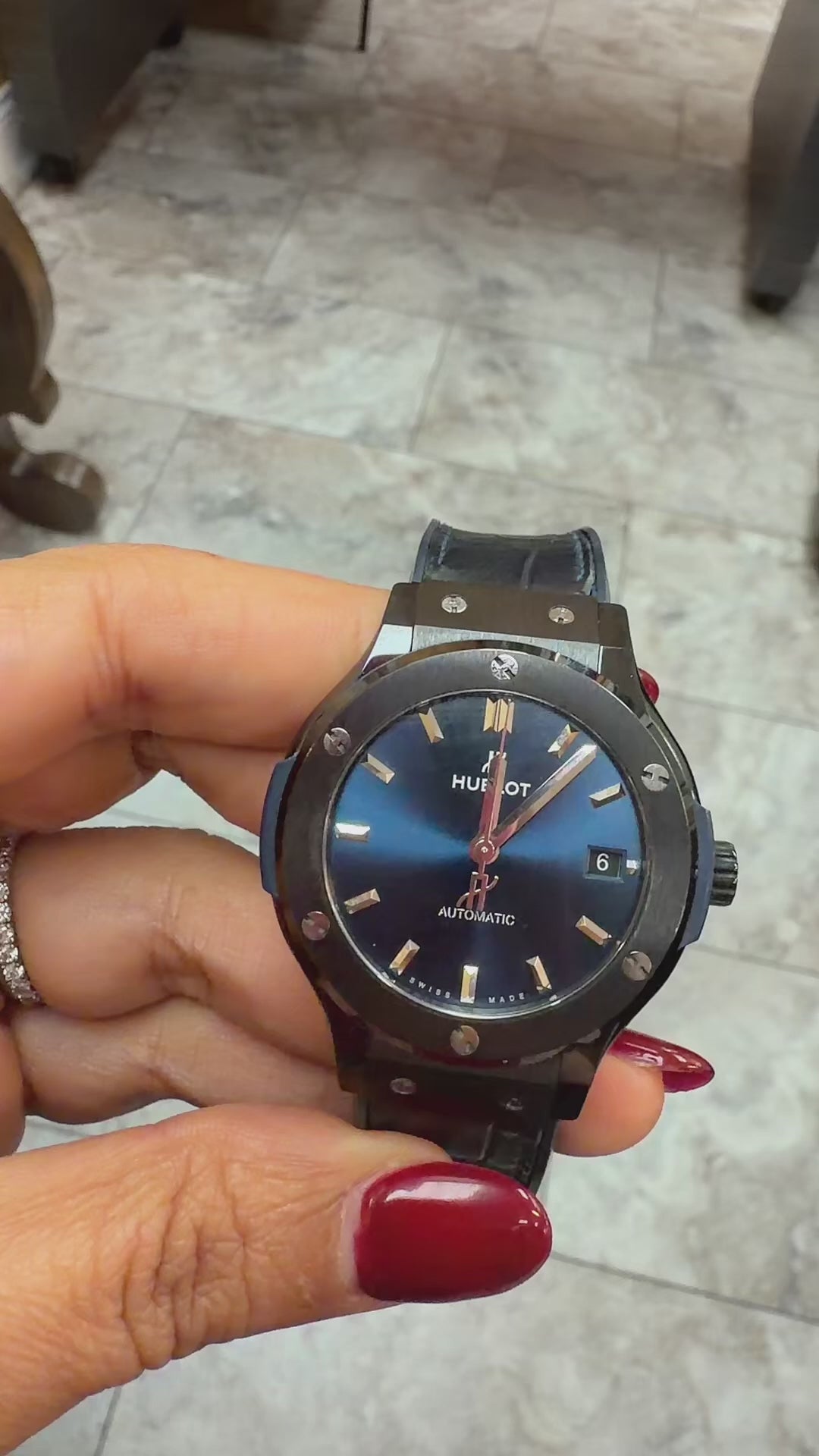 Hublot Classic Fusion Automatic – 42mm – Blue Dial – Titanium & Ceramic – Leather Strap