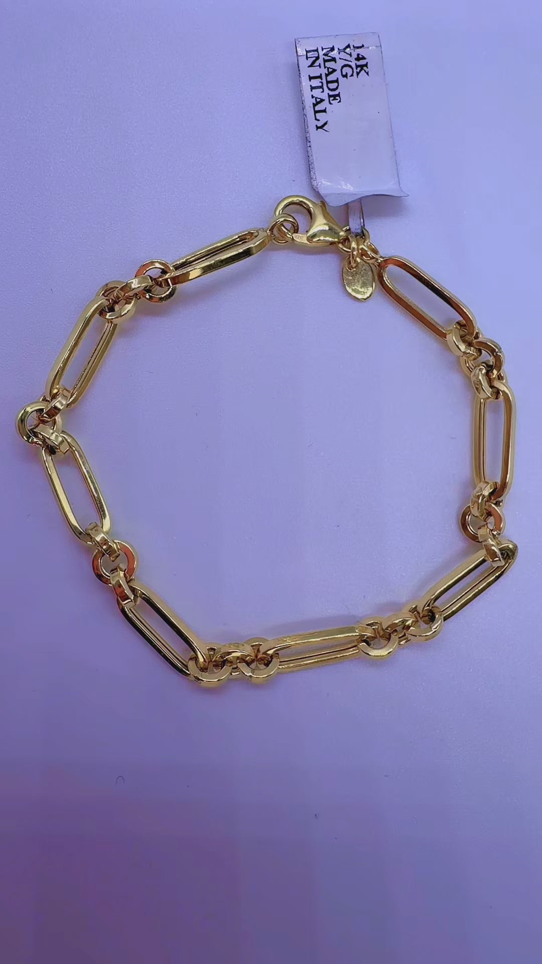 14K Yellow Gold Paperclip Link Bracelet