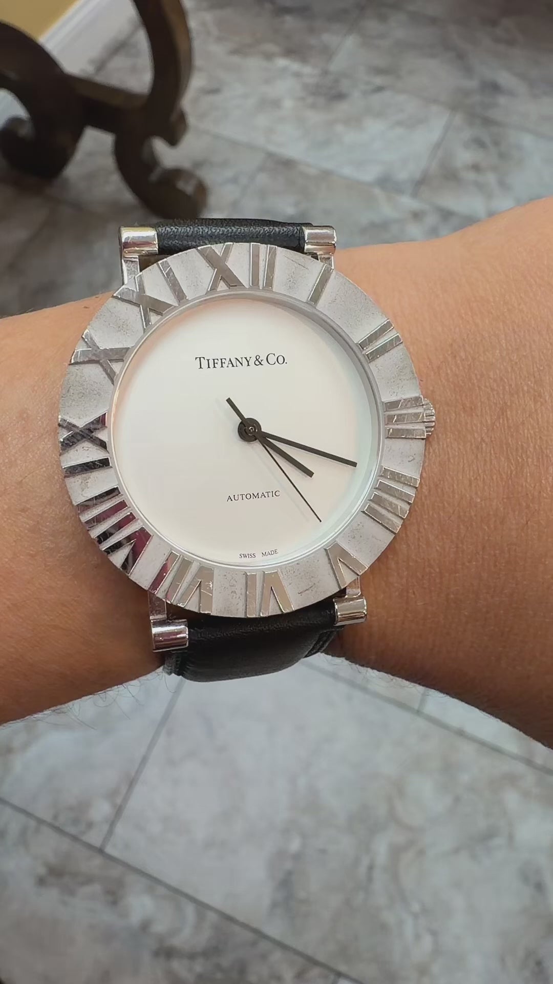 Tiffany & Co. Atlas Automatic Sterling Silver 925 Watch – Approx. 38mm – Swiss Made