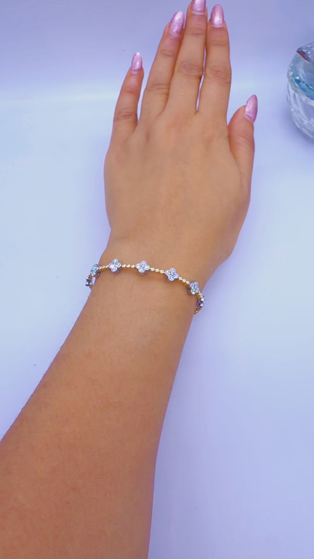 14K Two-Tone Diamond Clover Bracelet