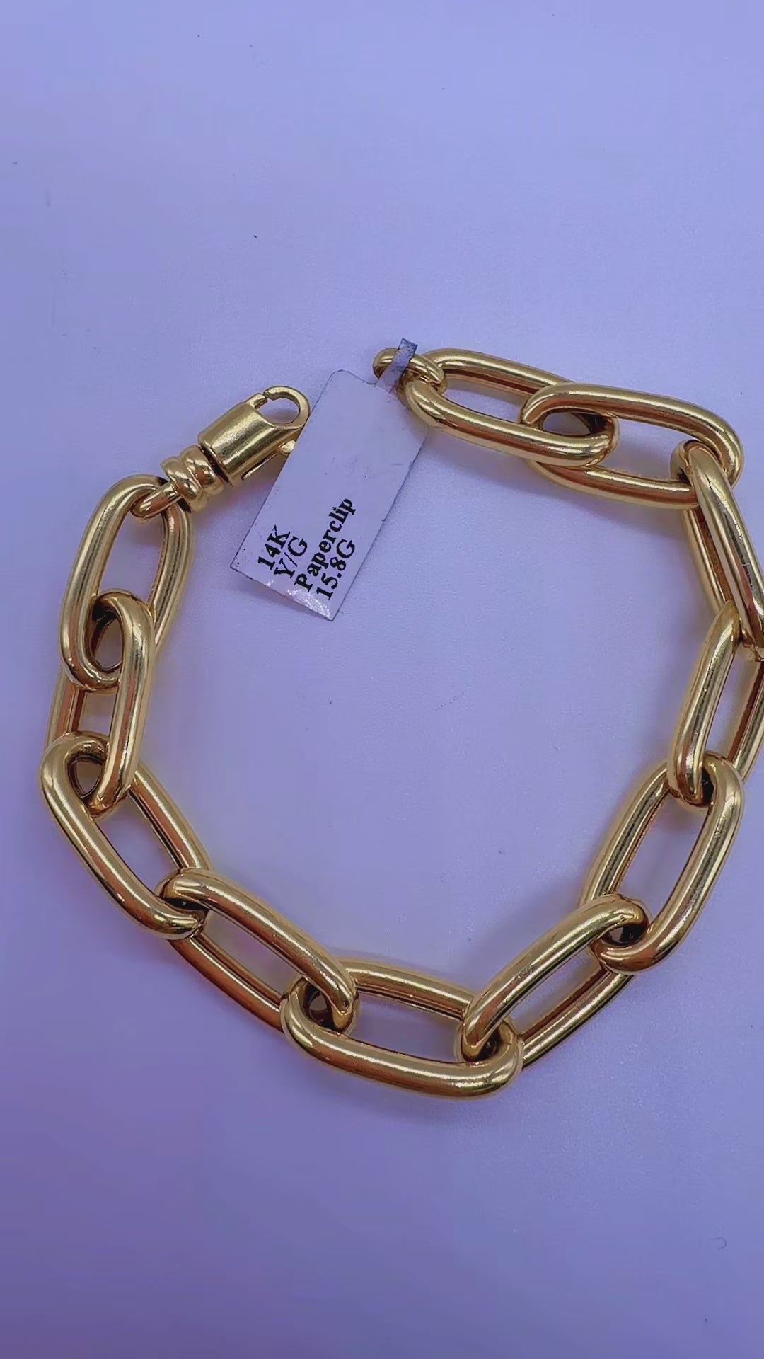 14K Yellow Gold Paperclip Link Bracelet – 15.8g