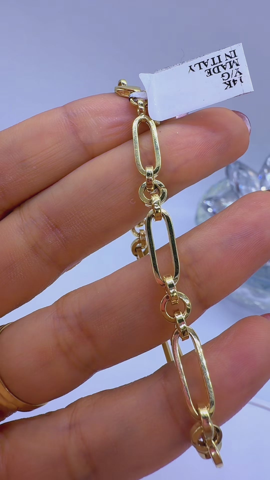 14K Yellow Gold Paperclip Link Bracelet