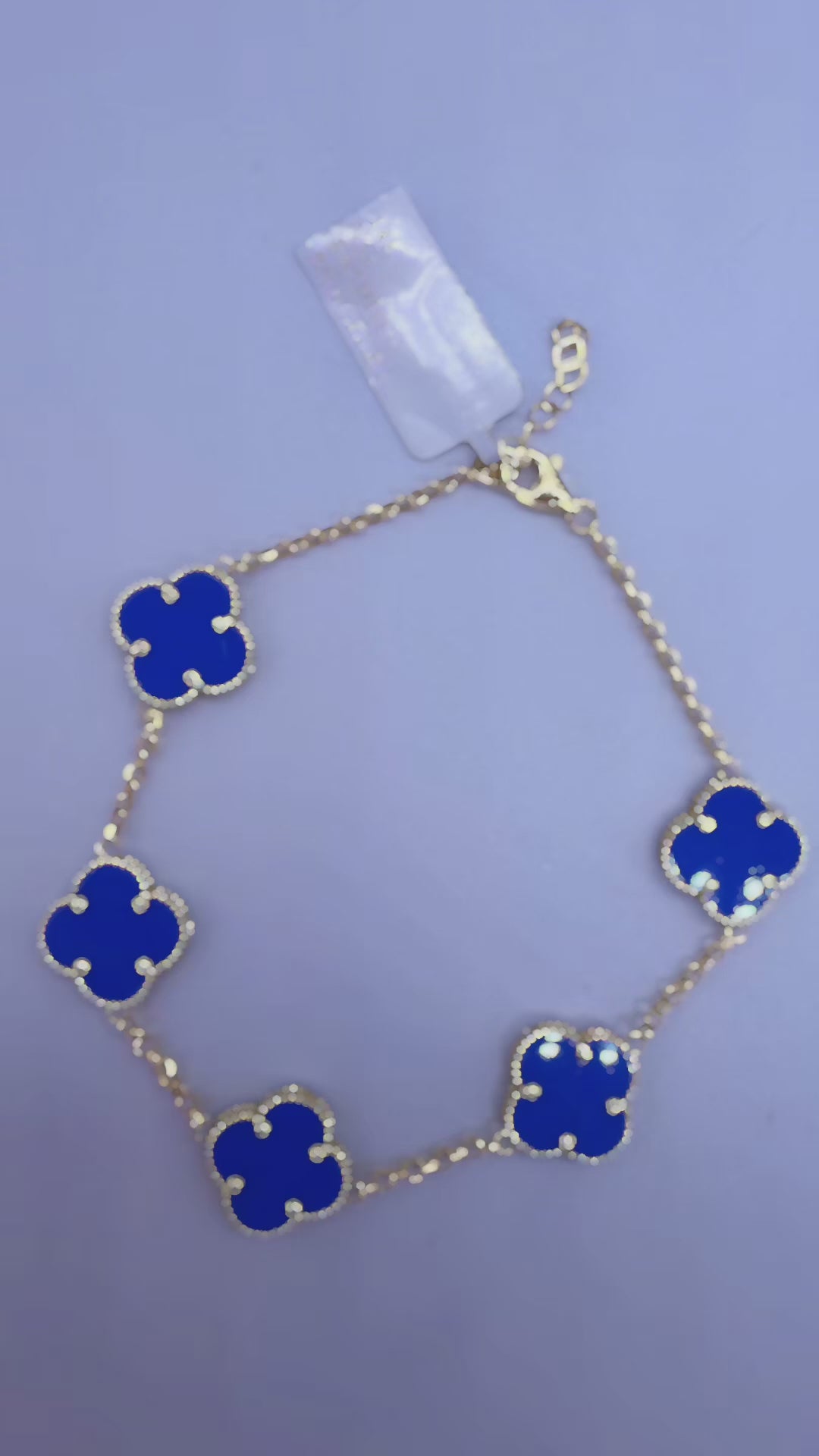 14K Yellow Gold Blue Clover Bracelet