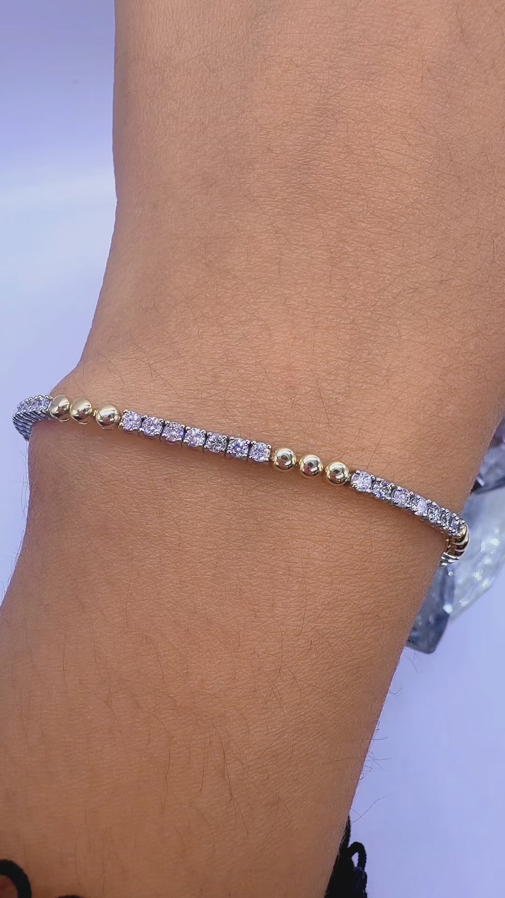 14K Two-Tone 2 CT Diamond Station Tennis Bracelet