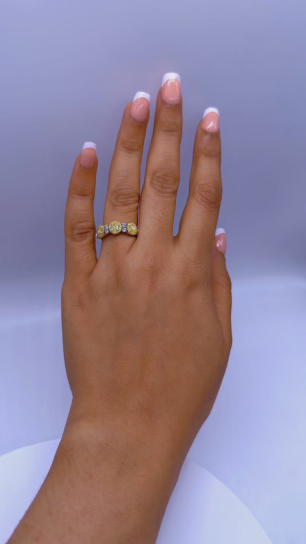 14K Yellow Gold Yellow & White Natural Diamond Ring